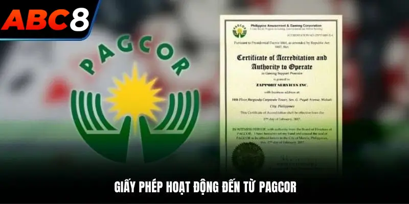 Giấy phép hoạt động đến từ PAGCOR